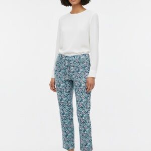 Talbots Blue and White Floral Slim Crop Pants Size 14